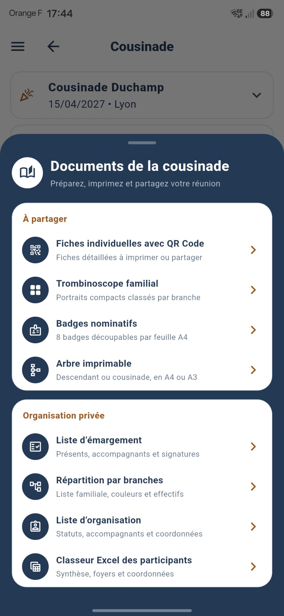 Documents disponibles pour une cousinade